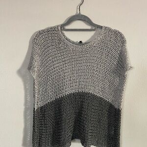 Eileen Fisher Gray and Black Crew Neck Sweater, Small.